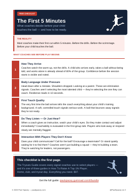 The First 5 Minutes checklist, page 1